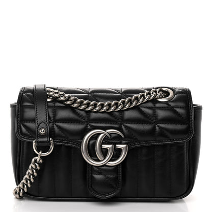 Gucci Calfskin Matelasse Aria Mini GG Marmont Shoulder Bag Black 1 of 10