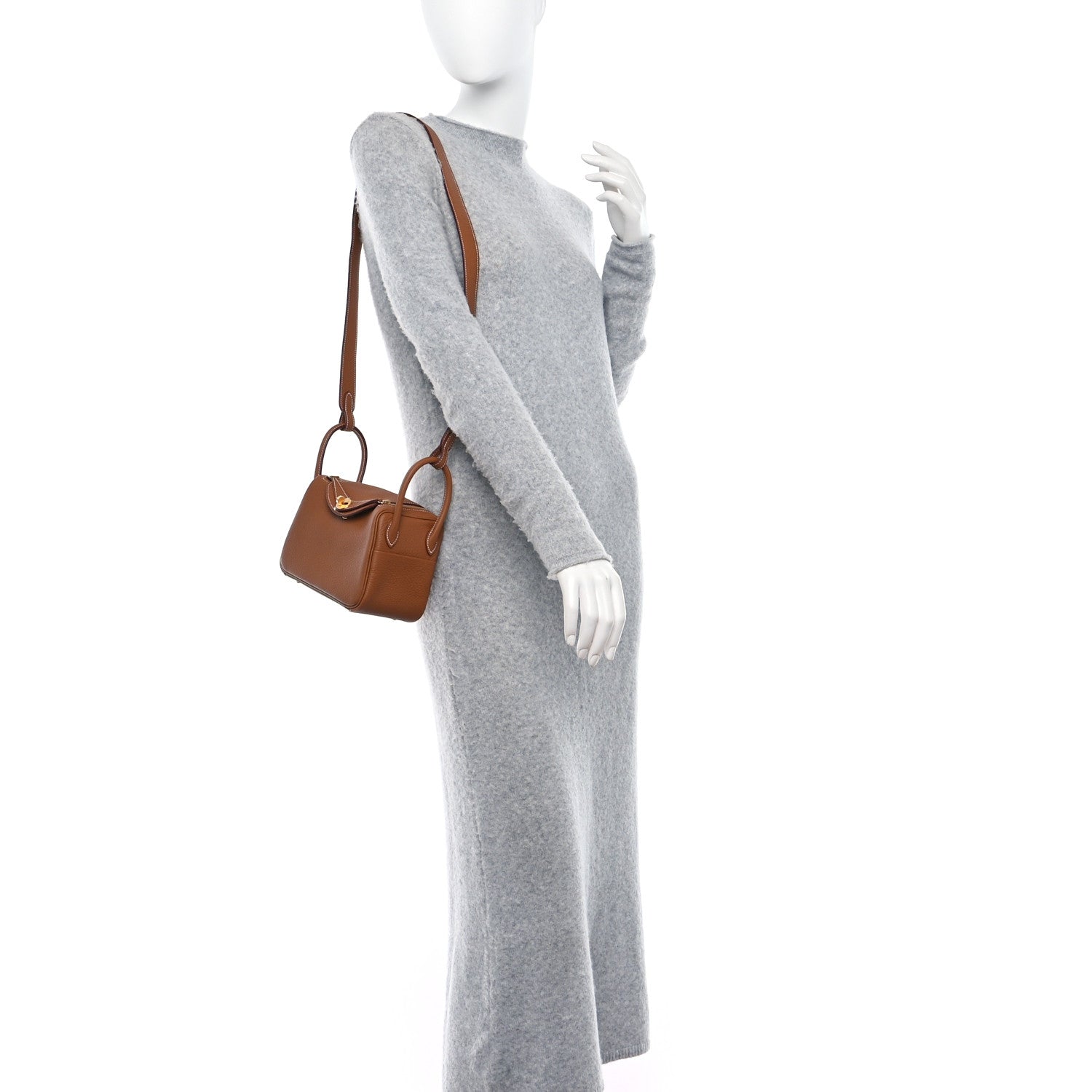 Hermes Taurillon Clemence Mini Lindy 20 Gold 2 of 10
