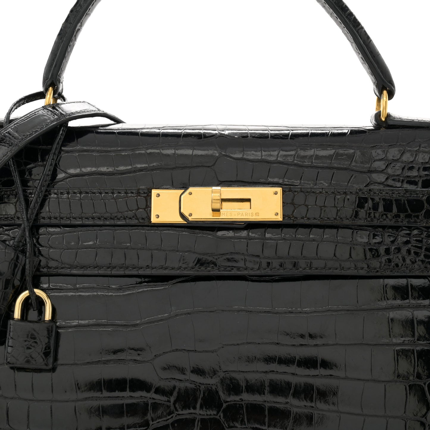 Shiny Porosus Crocodile Kelly Sellier 32 Black