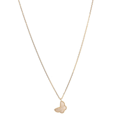 Van Cleef & Arpels 18K Yellow Gold Mother of Pearl Sweet Alhambra Butterfly Pendant Necklace 1 of 8