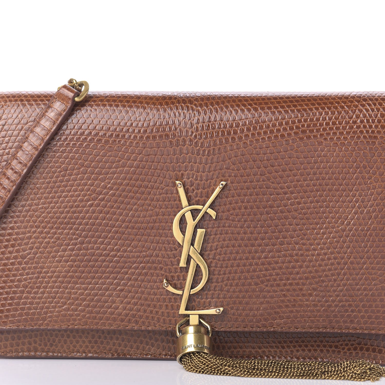 Saint Laurent Lizard Kate Monogram Tassel Chain Wallet Cognac 9 of 9