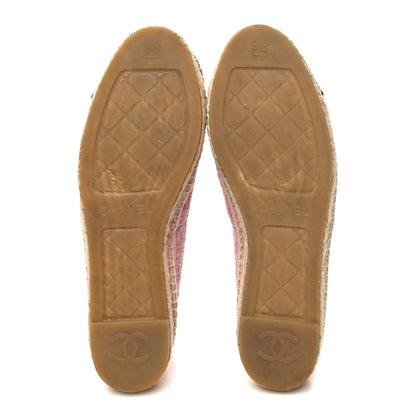 Chanel Tweed Patent CC Espadrilles 38 Pink Black 5 of 11
