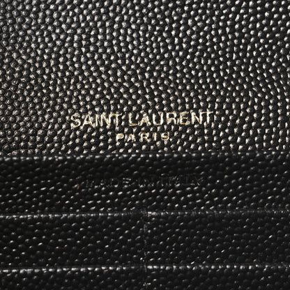 Saint Laurent Grain De Poudre Matelasse Chevron Monogram Flap Wallet Black 6 of 8