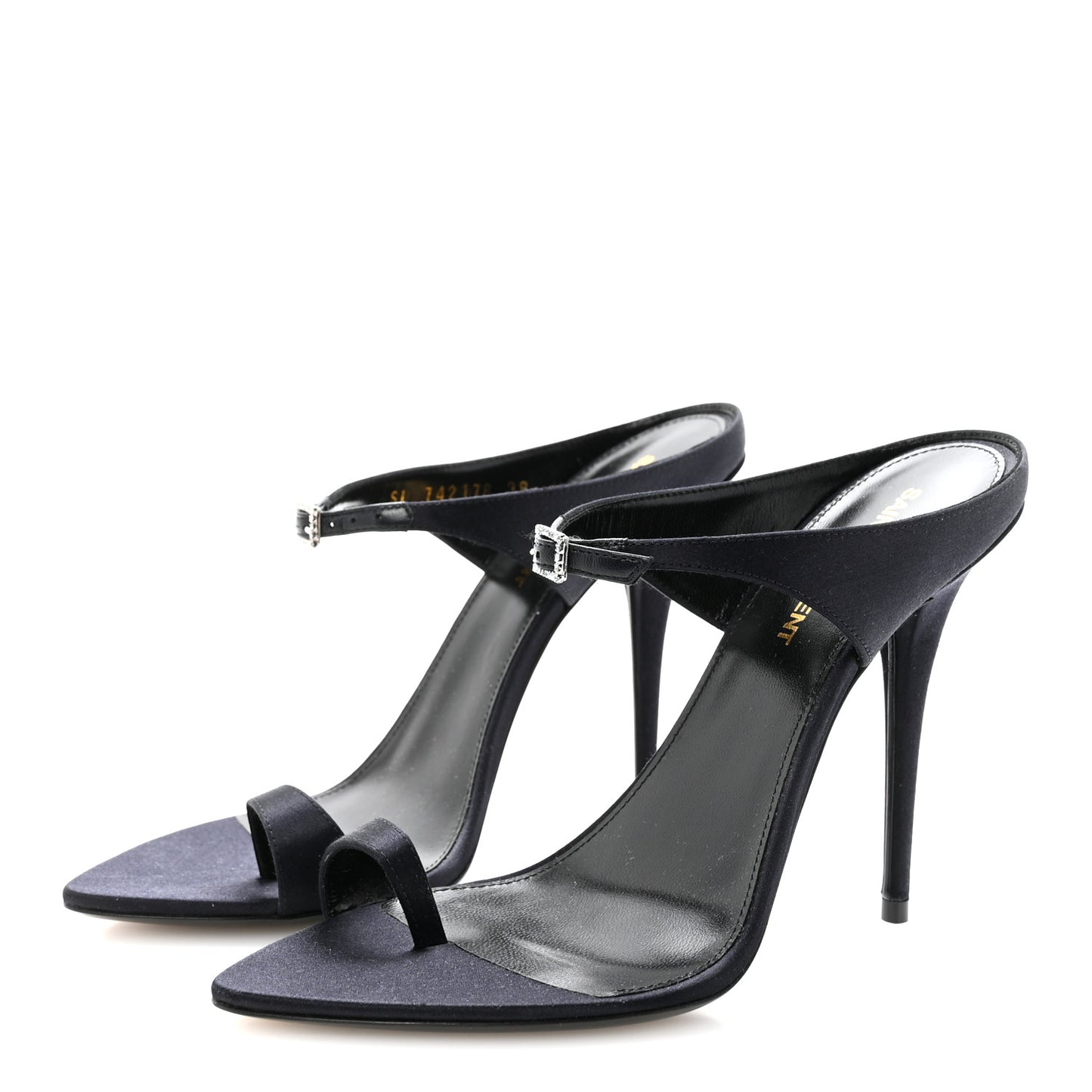 Crepe Satin Dive Mule Sandals 38 Patriot Navy
