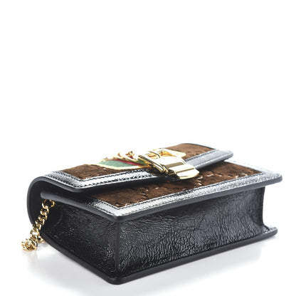Gucci Velvet GG Monogram Web Super Mini Sylvie Chain Shoulder Bag Brown Black Oro Vecchio 4 of 8