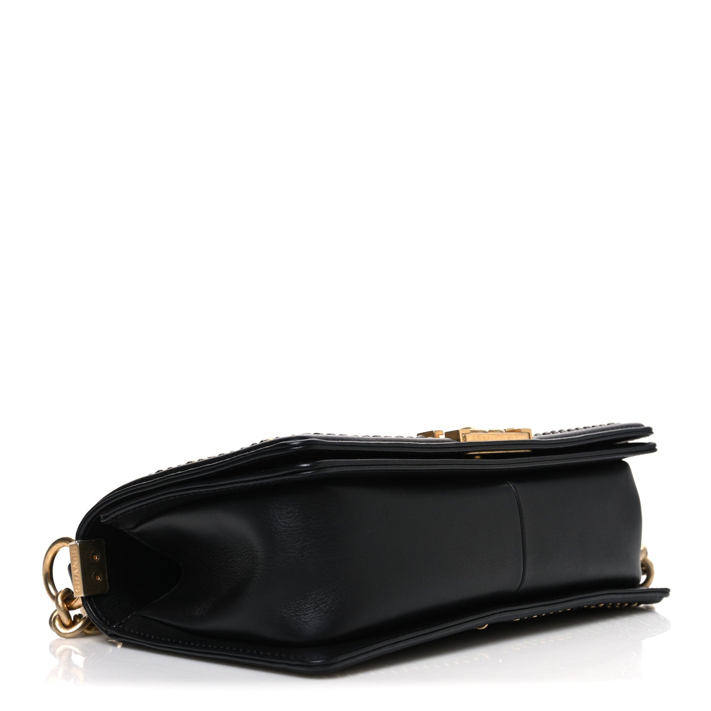 Calfskin Quilted Medium Boy Top Handle Flap Black