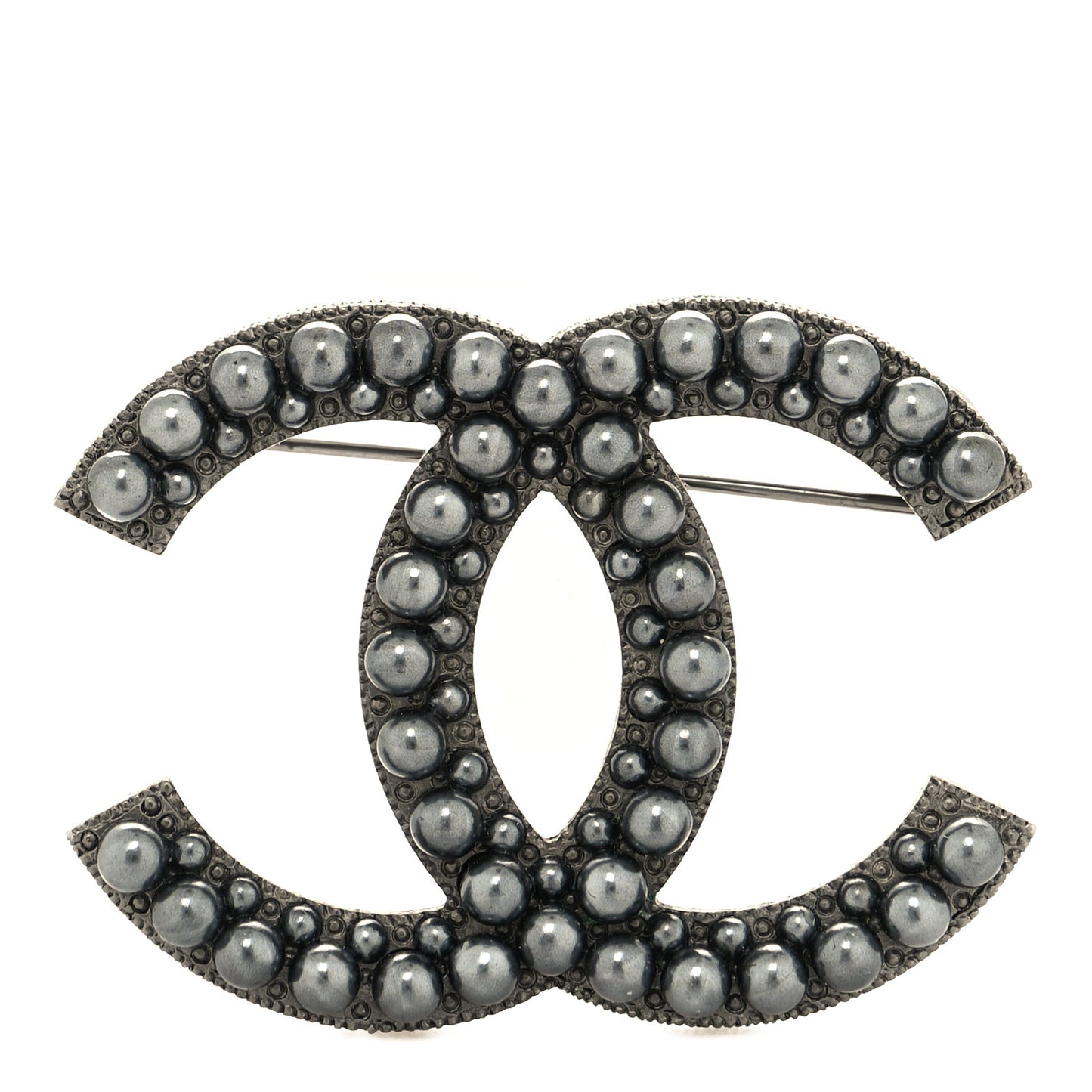 Ruthenium Pearl CC Brooch Dark Grey