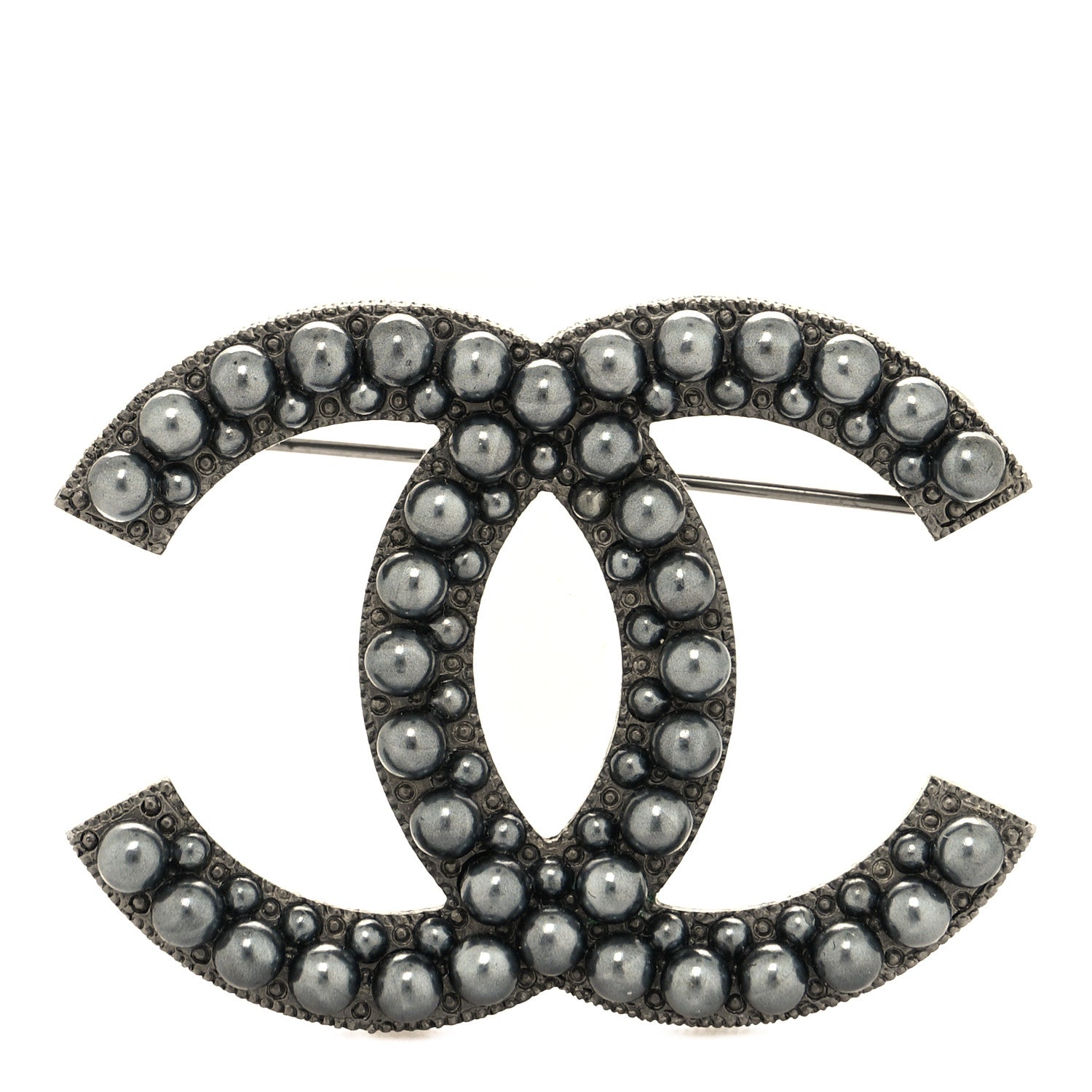 Chanel Ruthenium Pearl CC Brooch Dark Grey 1 of 3