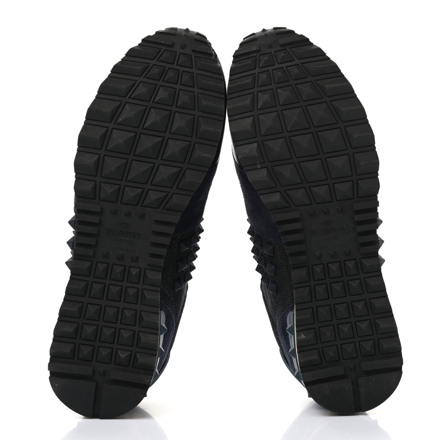 Denim Calfskin Suede Womens Rockstud Sneakers 37 Deep Denim