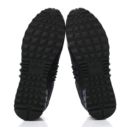Valentino Garavani Denim Calfskin Suede Womens Rockstud Sneakers 37 Deep Denim 5 of 10