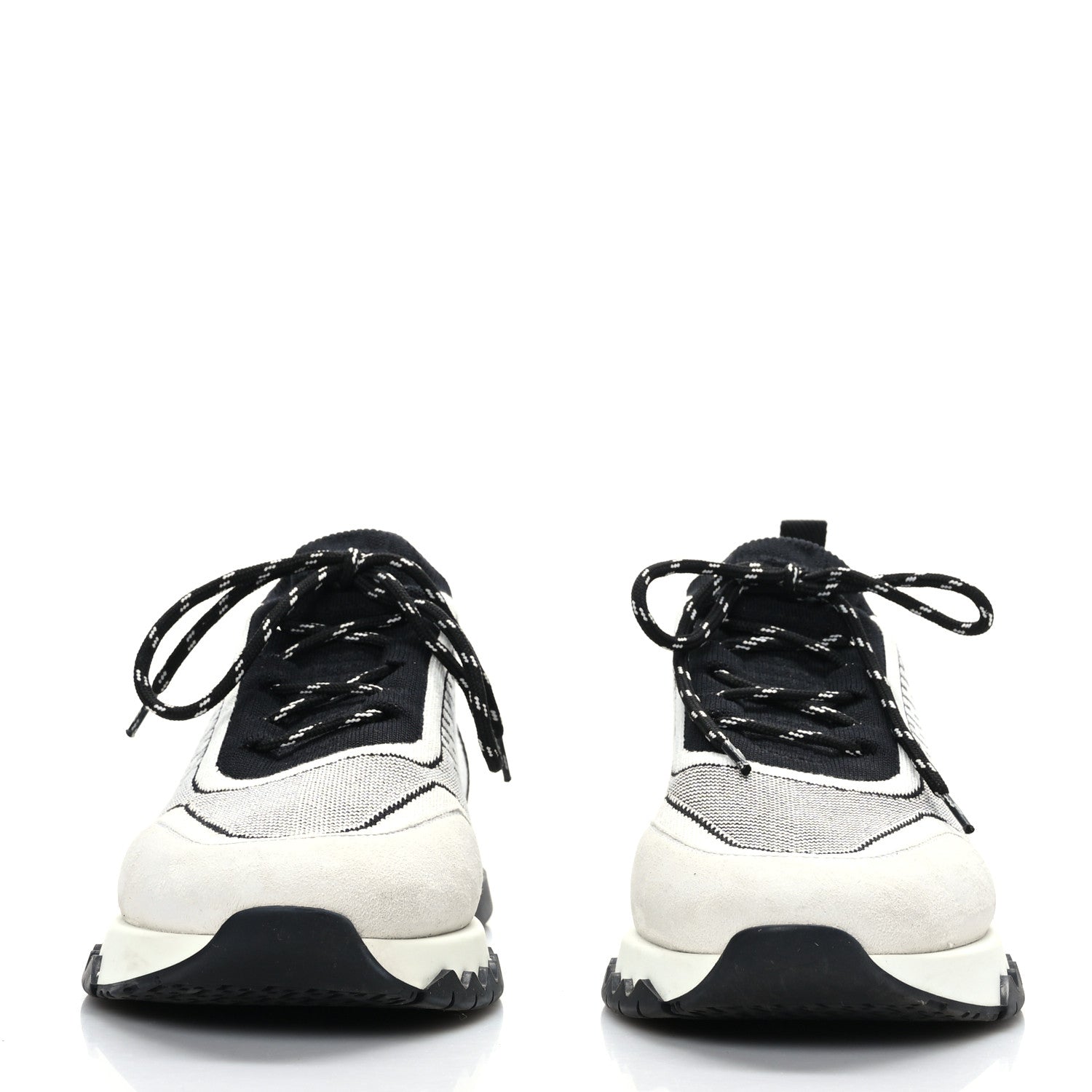 Hermes Knit Bi-Color Womens Addict Sneakers 39.5 Black White 2 of 6