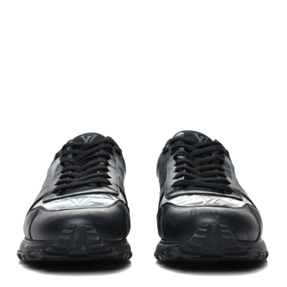 Louis Vuitton Iridescent Textile Monogram Calfskin Mens Run Away Sneakers 9 Black 2 of 8