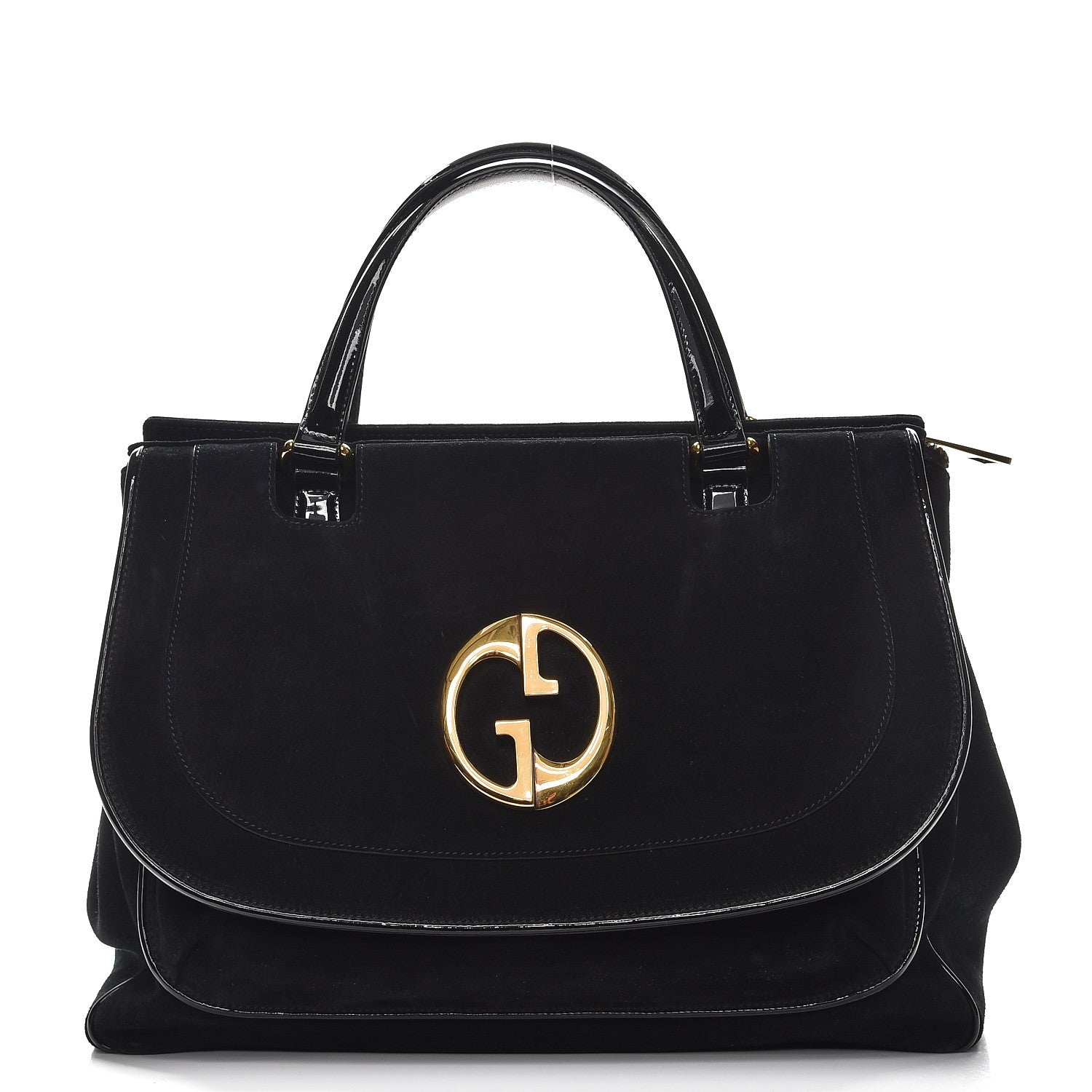 Gucci Suede Medium 1973 Top Handle Satchel Black 1 of 15