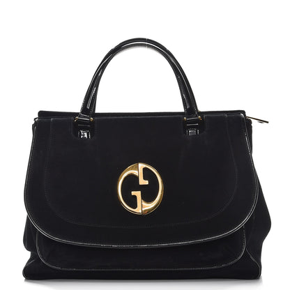 Gucci Suede Medium 1973 Top Handle Satchel Black 1 of 15