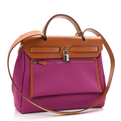 Hermes Toile Militaire Vache Hunter Laque Herbag Zip Retourne 31 PM Magnolia Fauve 3 of 12