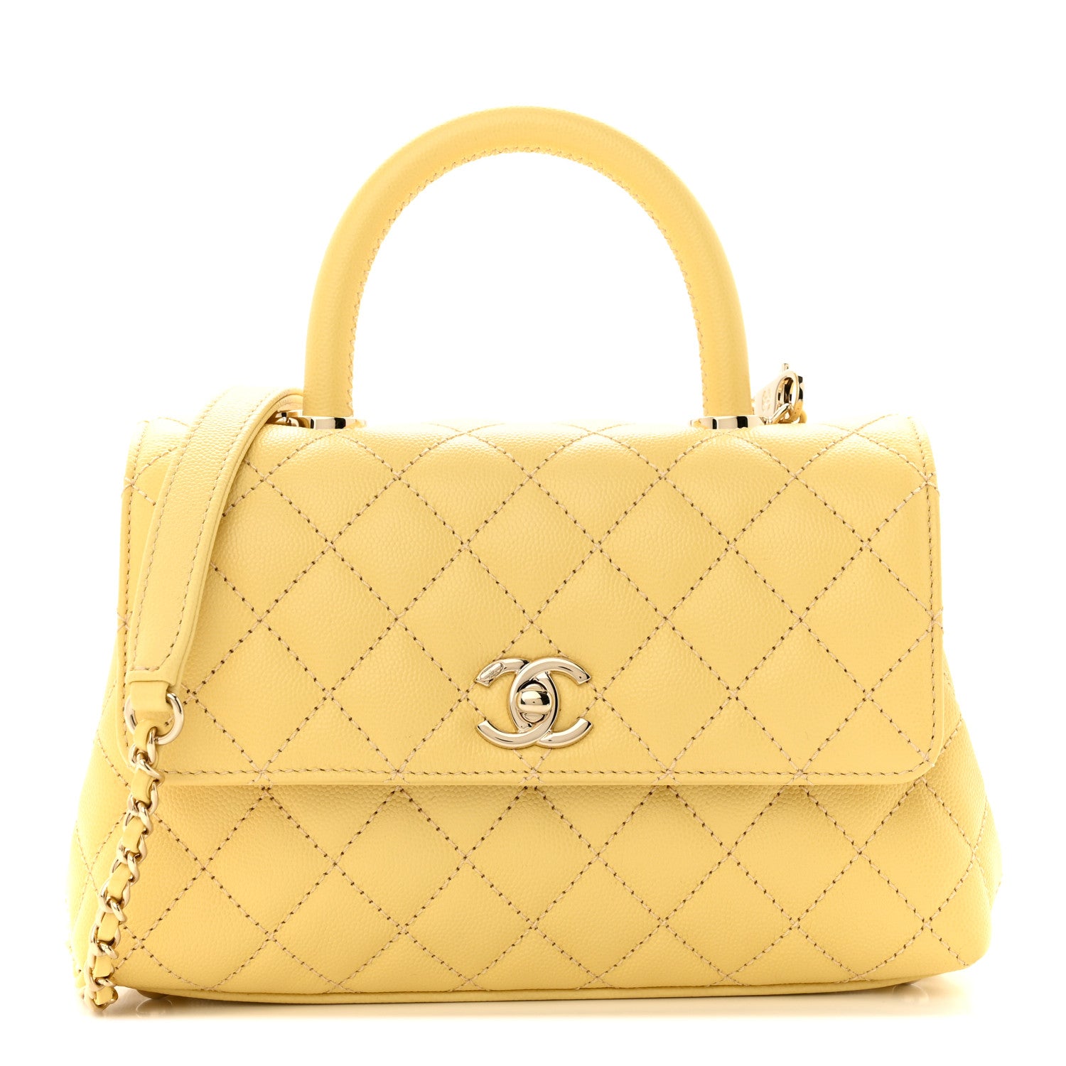 Chanel Caviar Quilted Mini Coco Handle Flap Yellow 1 of 11