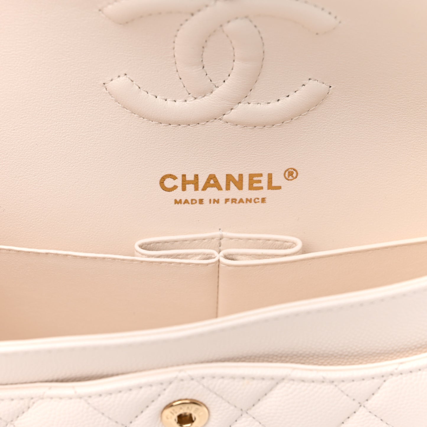Caviar Quilted Small Double Flap White
