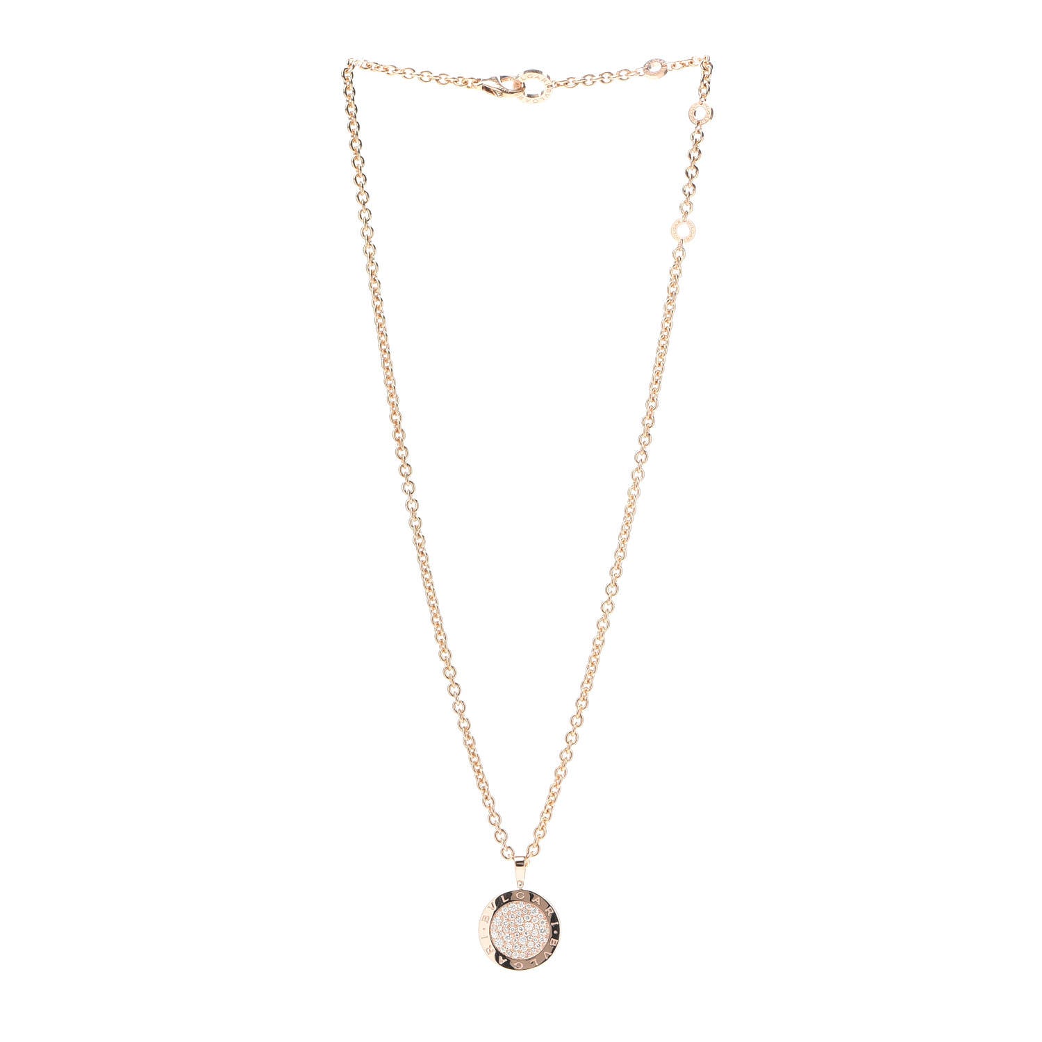 Bulgari 18K Rose Gold Diamond Large BVLGARI BVLGARI Pave Pendant Necklace 3 of 4