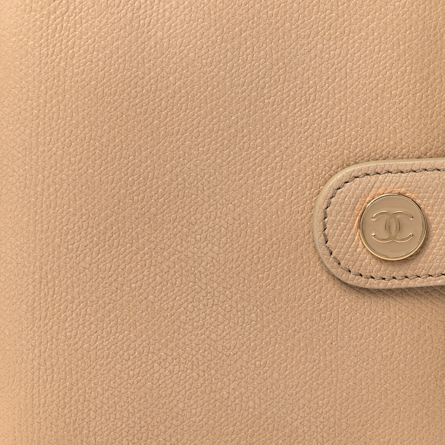 Grained Calfskin CC Button Pocket Agenda Cover Beige
