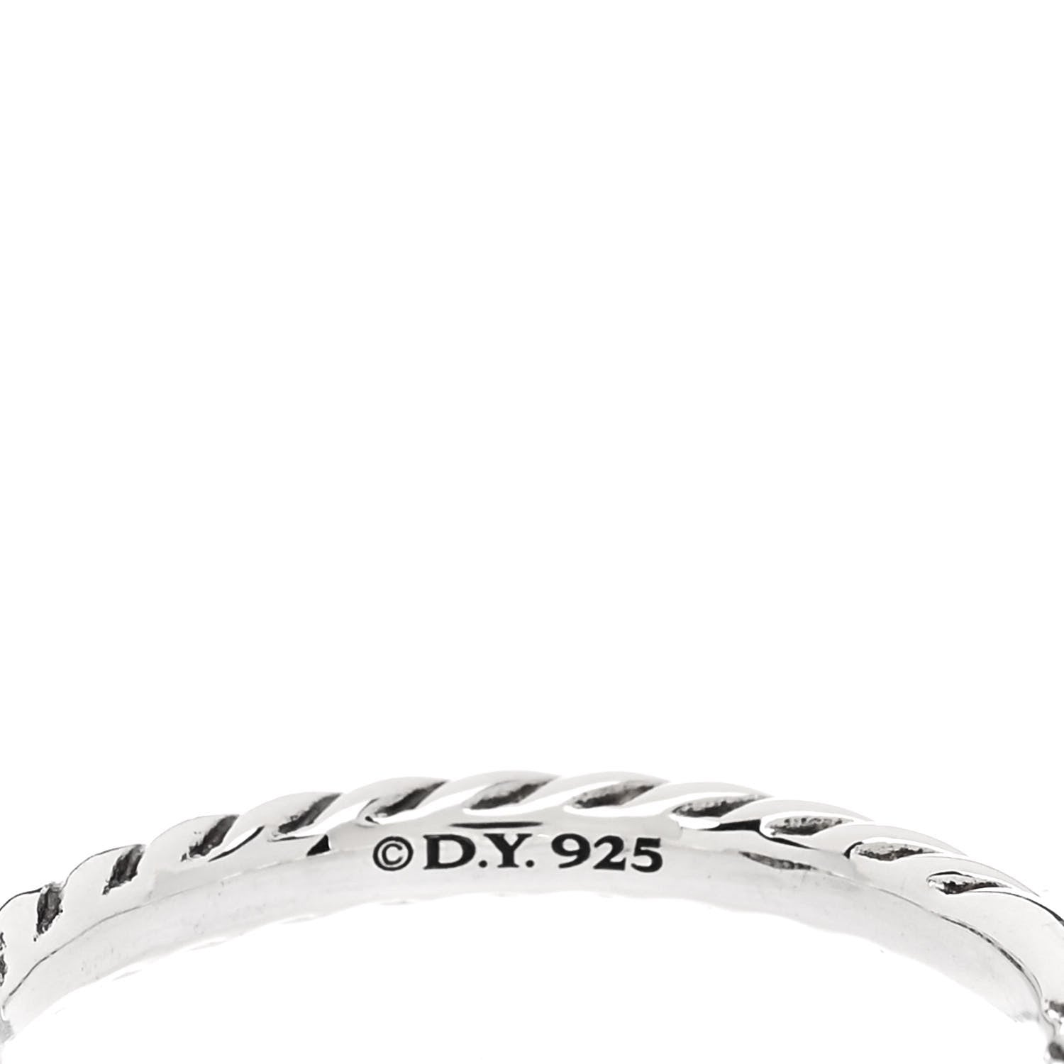 David Yurman Sterling Silver Diamond Cable Classics Heart Ring 52 6 4 of 5