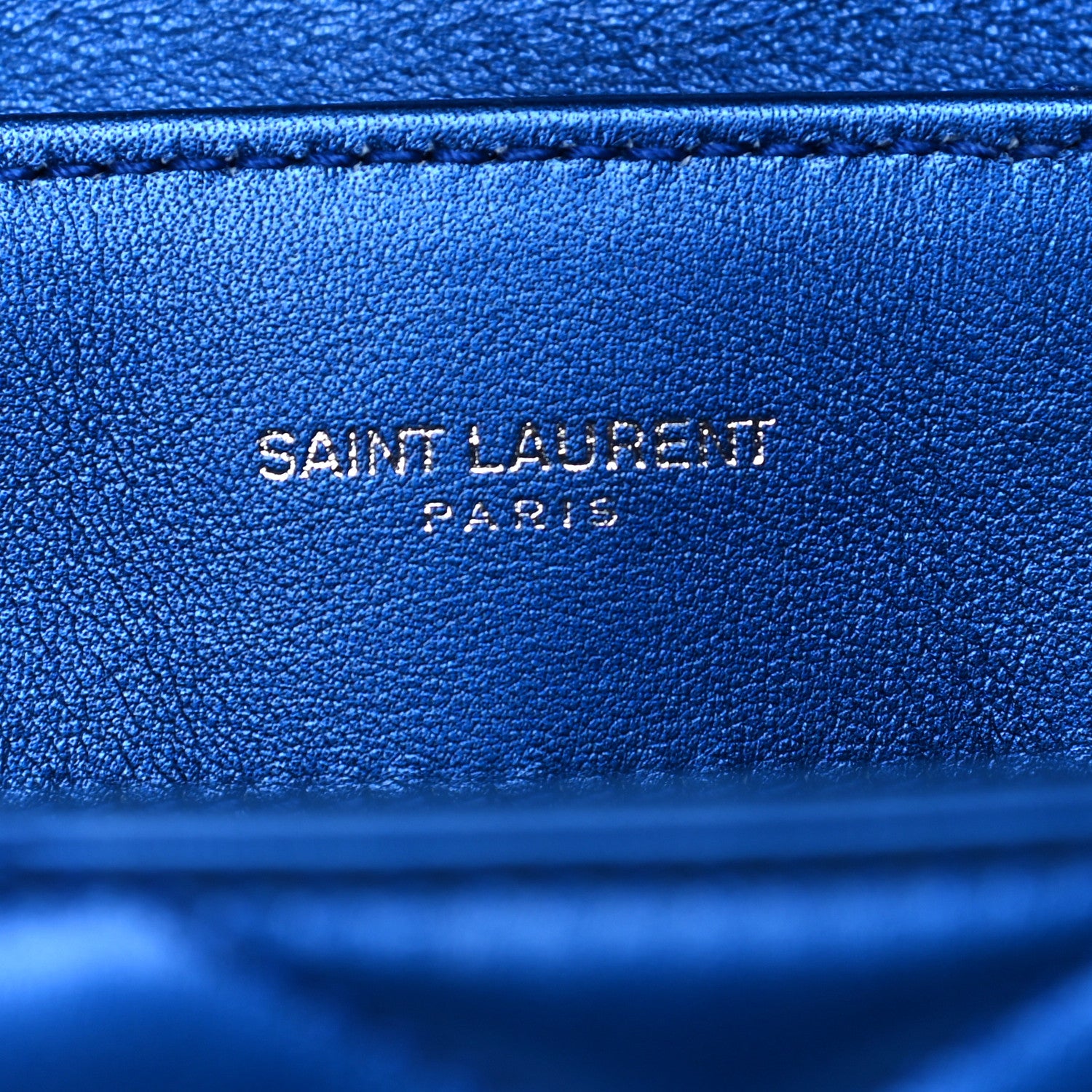 Saint Laurent Metallic Calfskin Y Quilted Monogram Small Loulou Chain Satchel Blue Royal 17 of 18