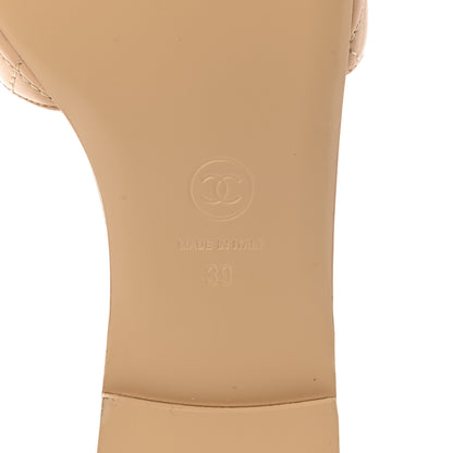 Chanel Lambskin Quilted CC Turnlock Sandals 39 Beige 6 of 9