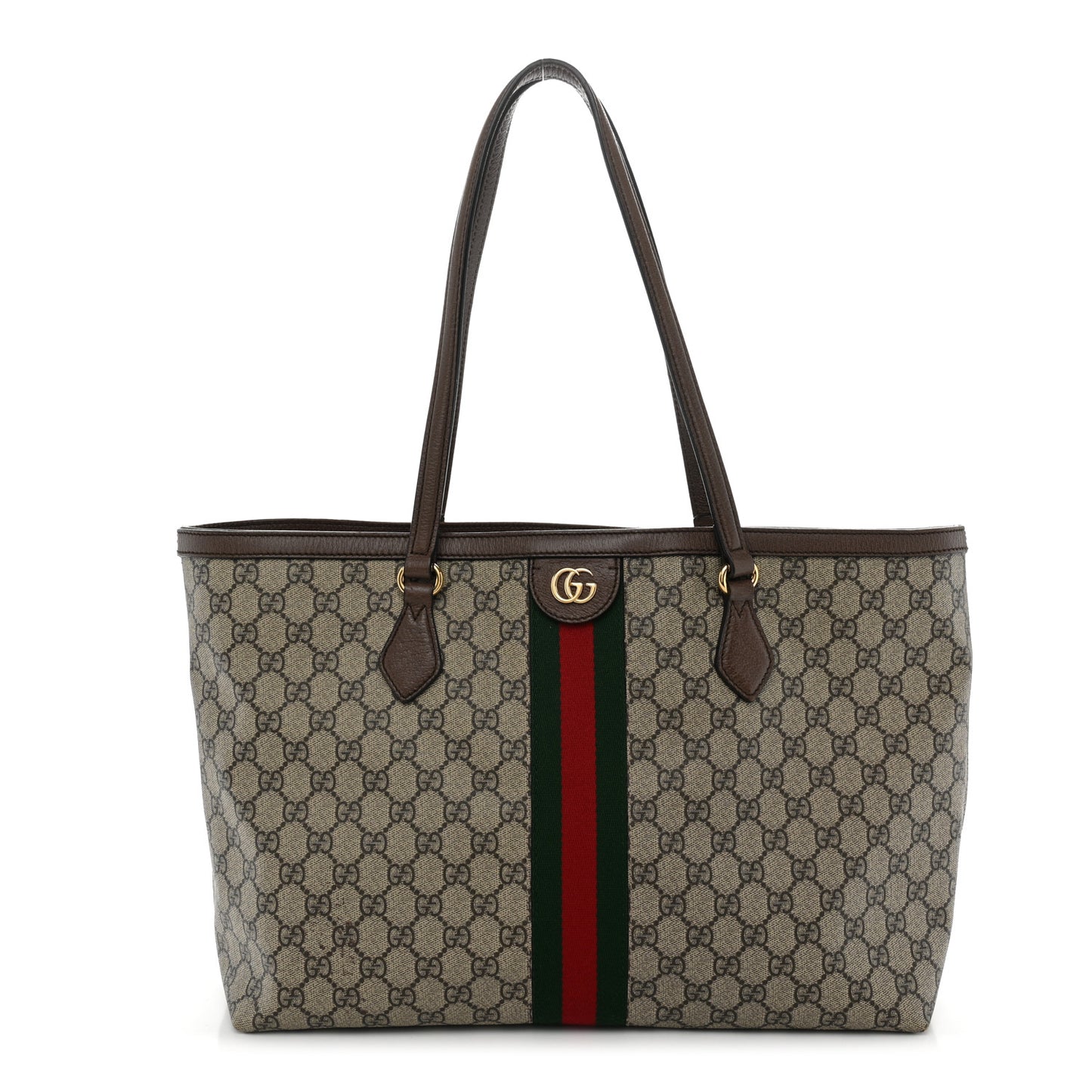GG Supreme Monogram Medium Ophidia Shopping Tote Brown