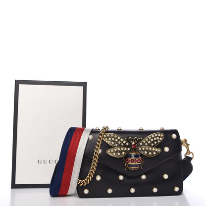 Gucci Nappa Pearl Studded Mini Queen Margaret Broadway Shoulder Bag Black 10 of 10