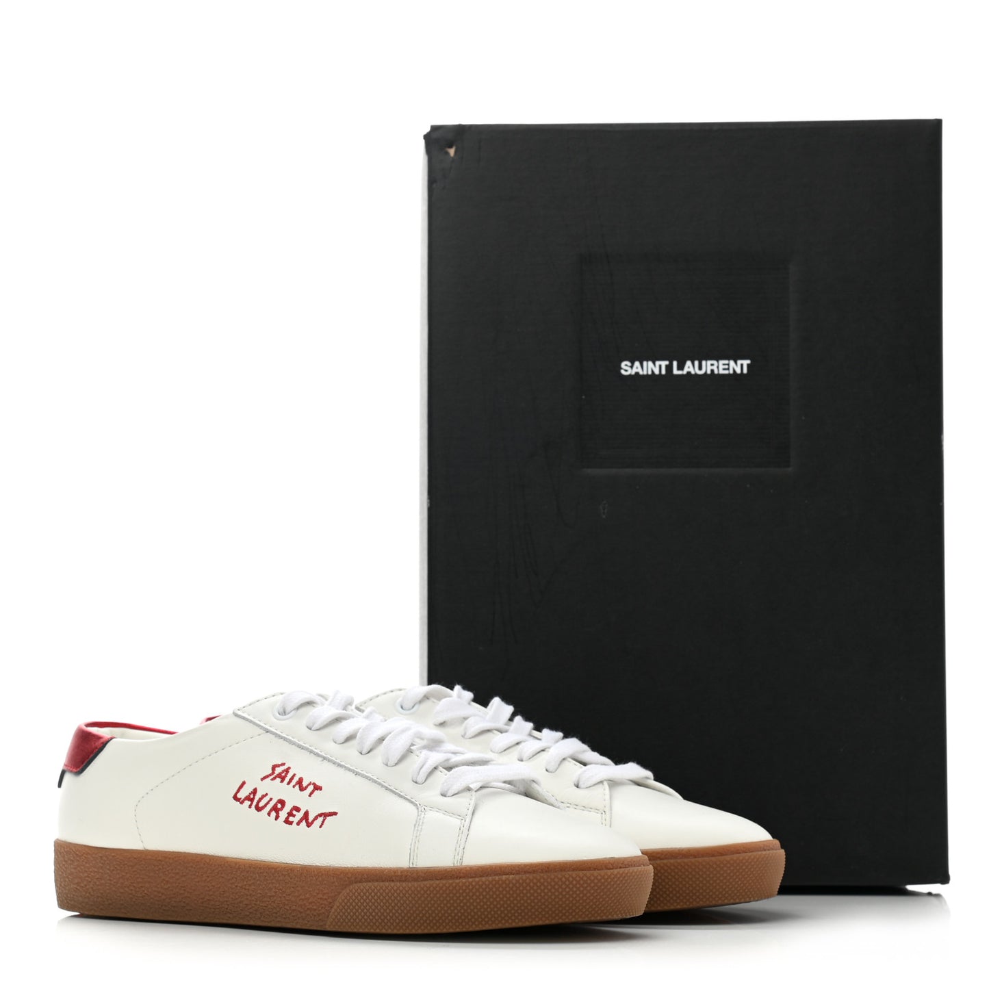 Calfskin Embroidered Court Classic Sneakers 37 Red Nero