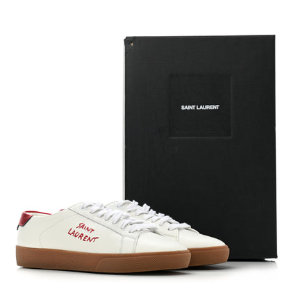 Saint Laurent Calfskin Embroidered Court Classic Sneakers 37 Red Nero 9 of 9