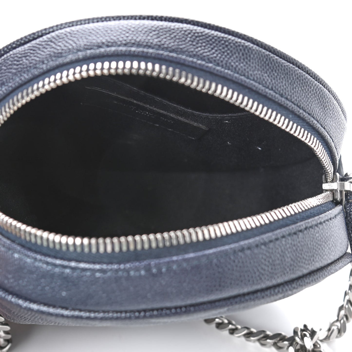 Grain De Poudre Matelasse Chevron Quilted Round Vinyle Camera Bag Deep Marine