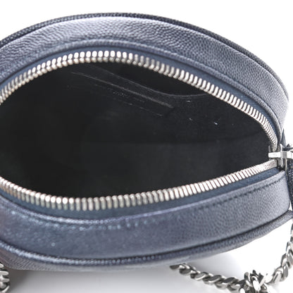 Saint Laurent Grain De Poudre Matelasse Chevron Quilted Round Vinyle Camera Bag Deep Marine 4 of 4