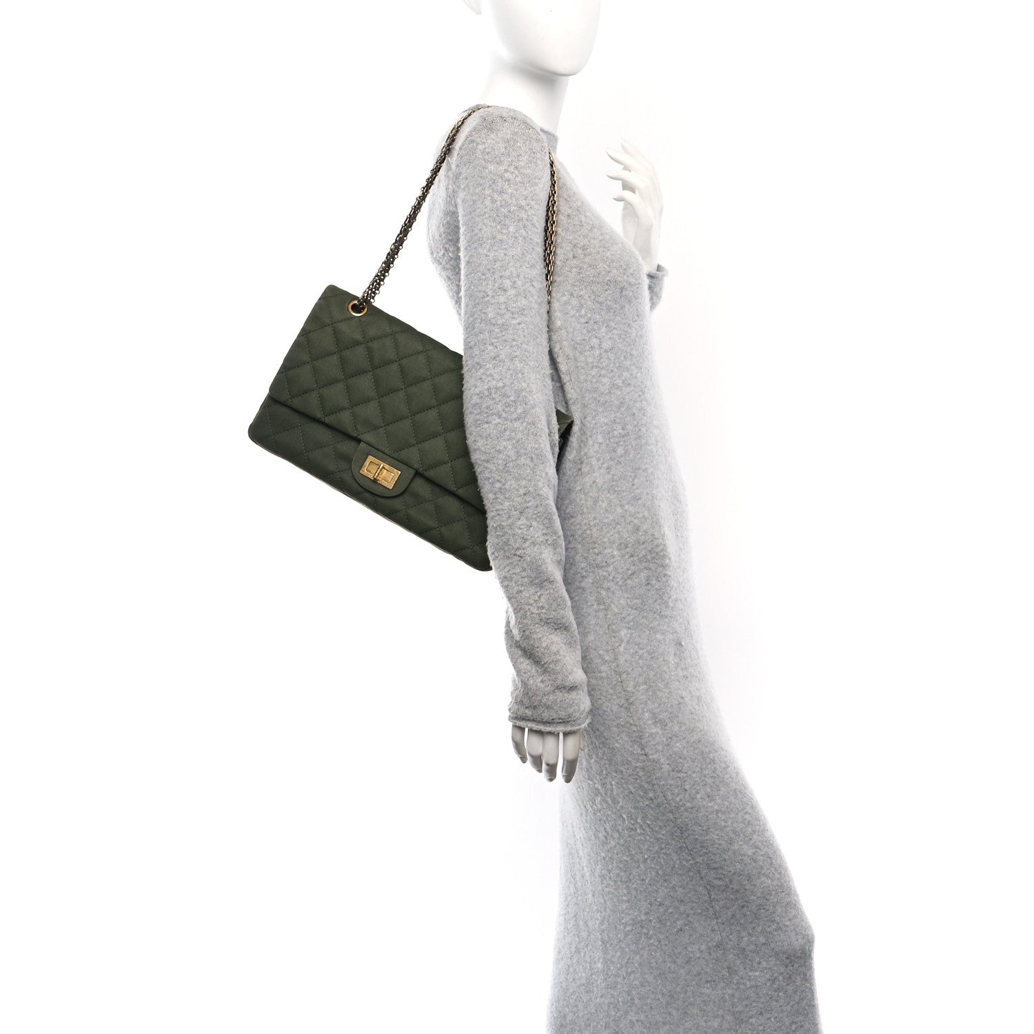 Chanel Canvas Quilted 2.55 Reissue 227 Flap Green 3 of 14