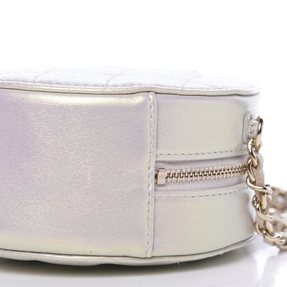 Chanel Iridescent Lambskin Quilted Round Clutch With Chain Ivory 9 of 11