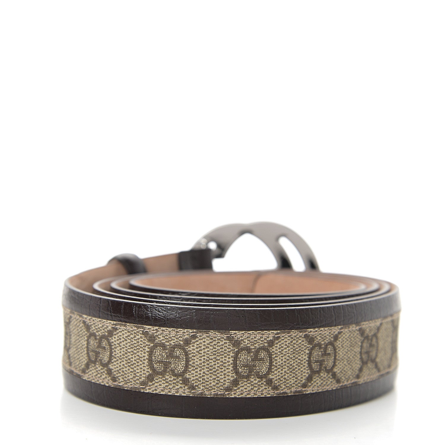 Gucci GG Supreme Monogram Niagara Lux Calfskin Interlocking G 40mm Belt 125 50 Beige Ebony Cocoa 2 of 5