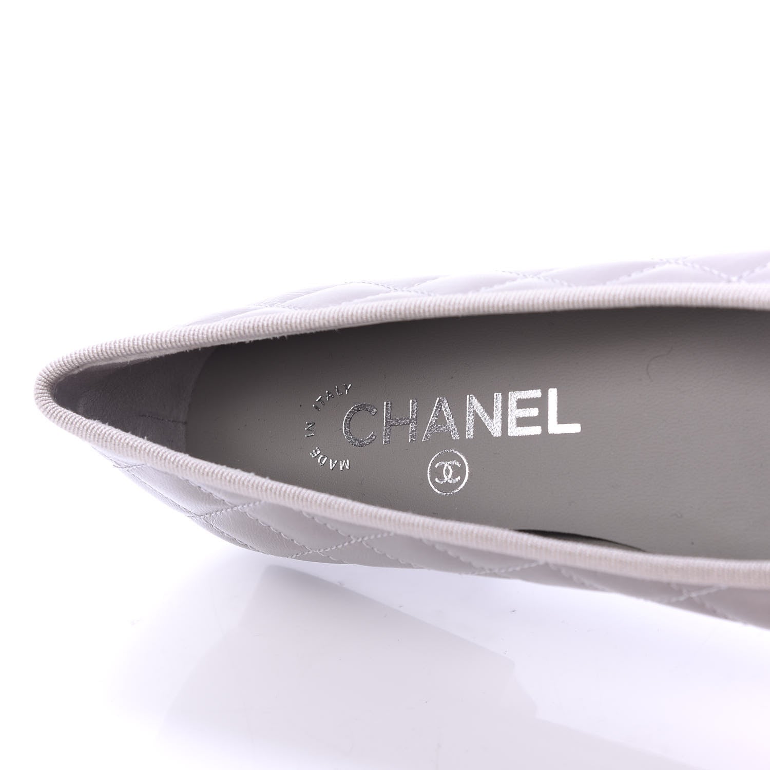 Chanel Crumpled Lambskin Quilted CC Ballerina Flats 37 Grey 7 of 9