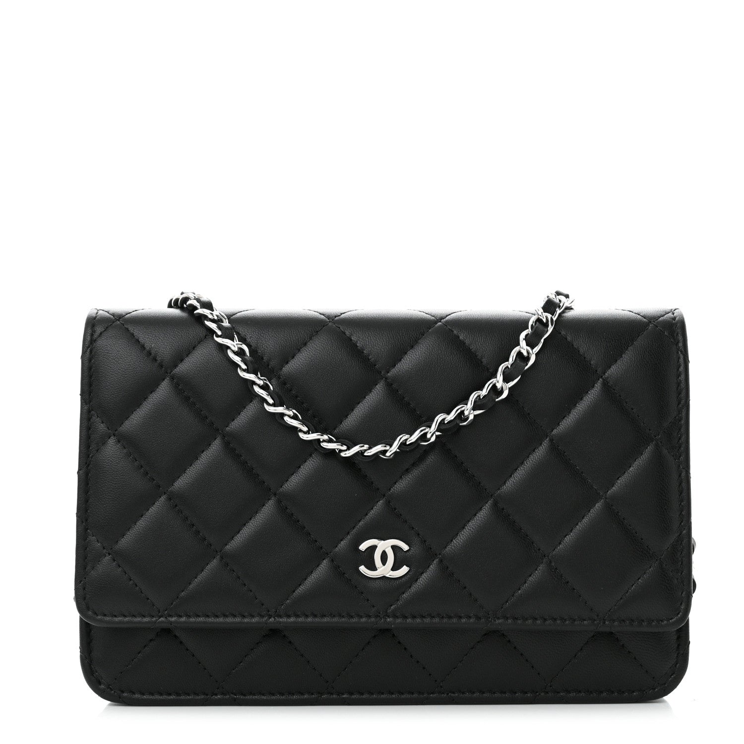 Chanel Lambskin Quilted Wallet On Chain WOC Black 1 of 12