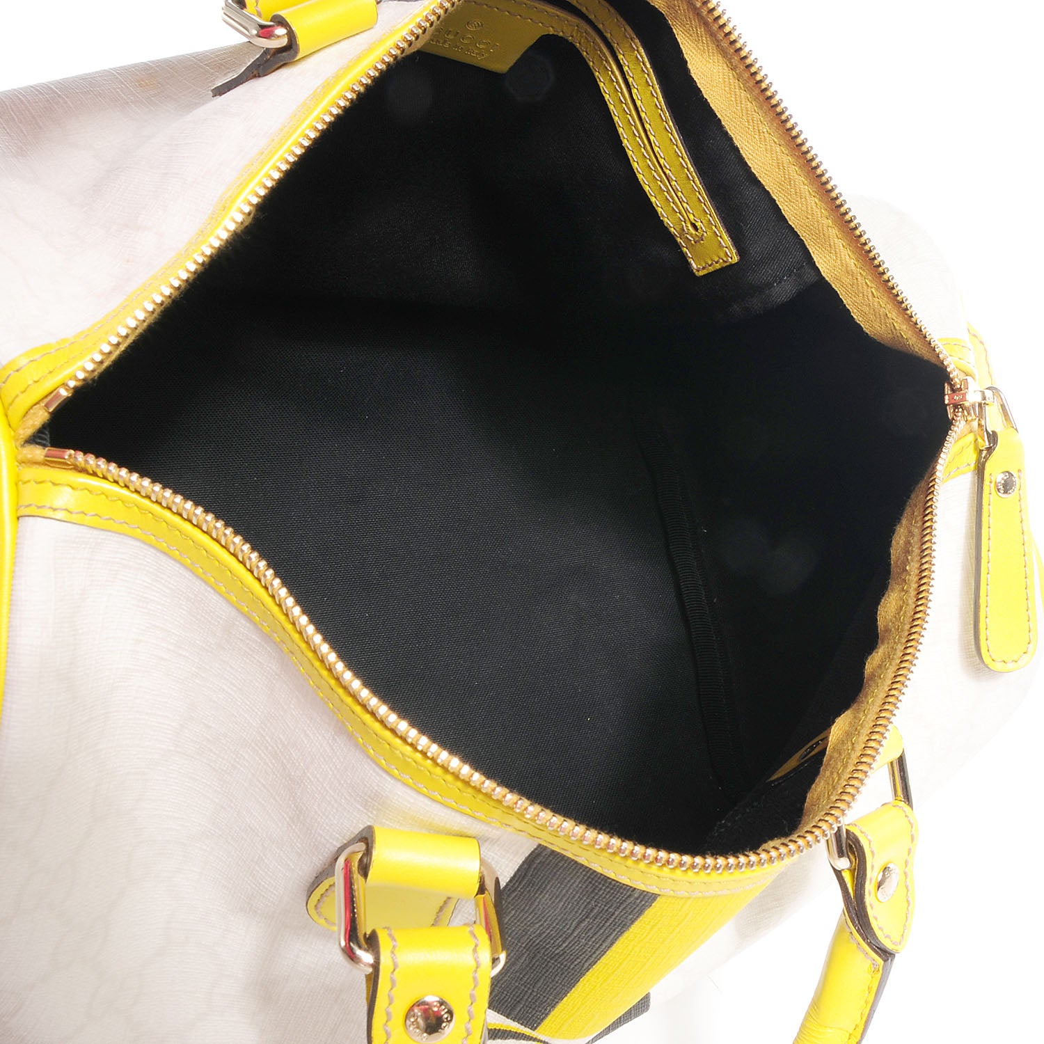 Gucci GG Plus Monogram Web Stripe Medium Joy Boston Yellow 6 of 8