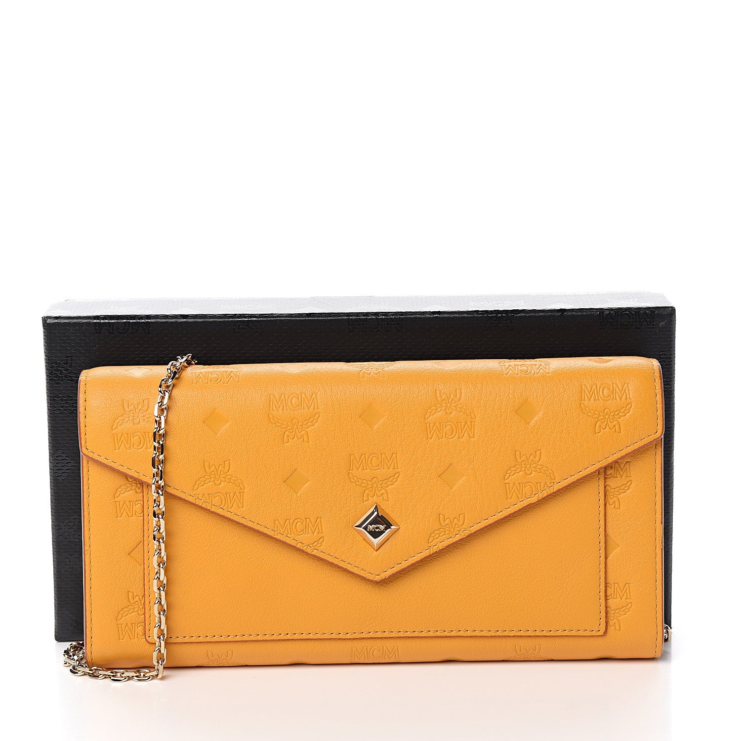 MCM Calfskin Ottomar Wallet On Chain Mango 9 of 9