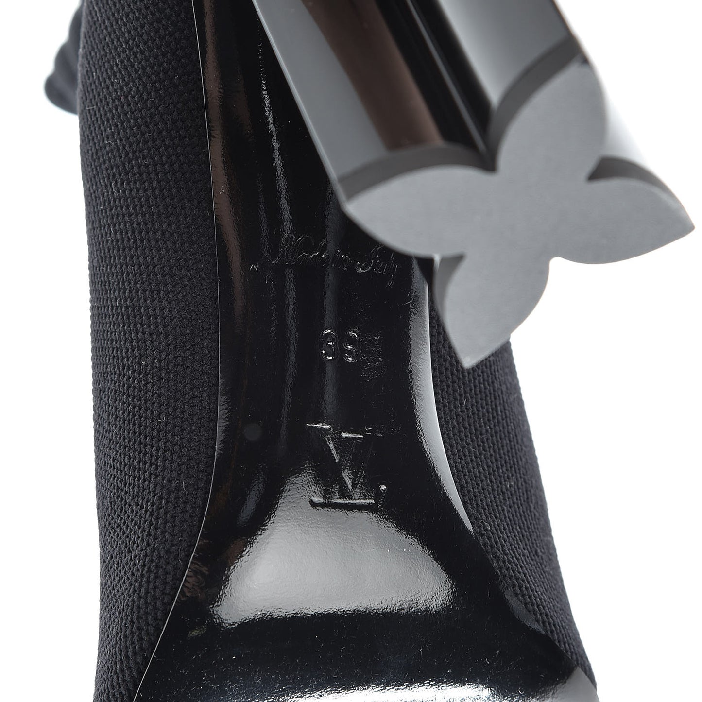 Stretch Fabric LV Black Heart Sock Ankle Boots 39 Black