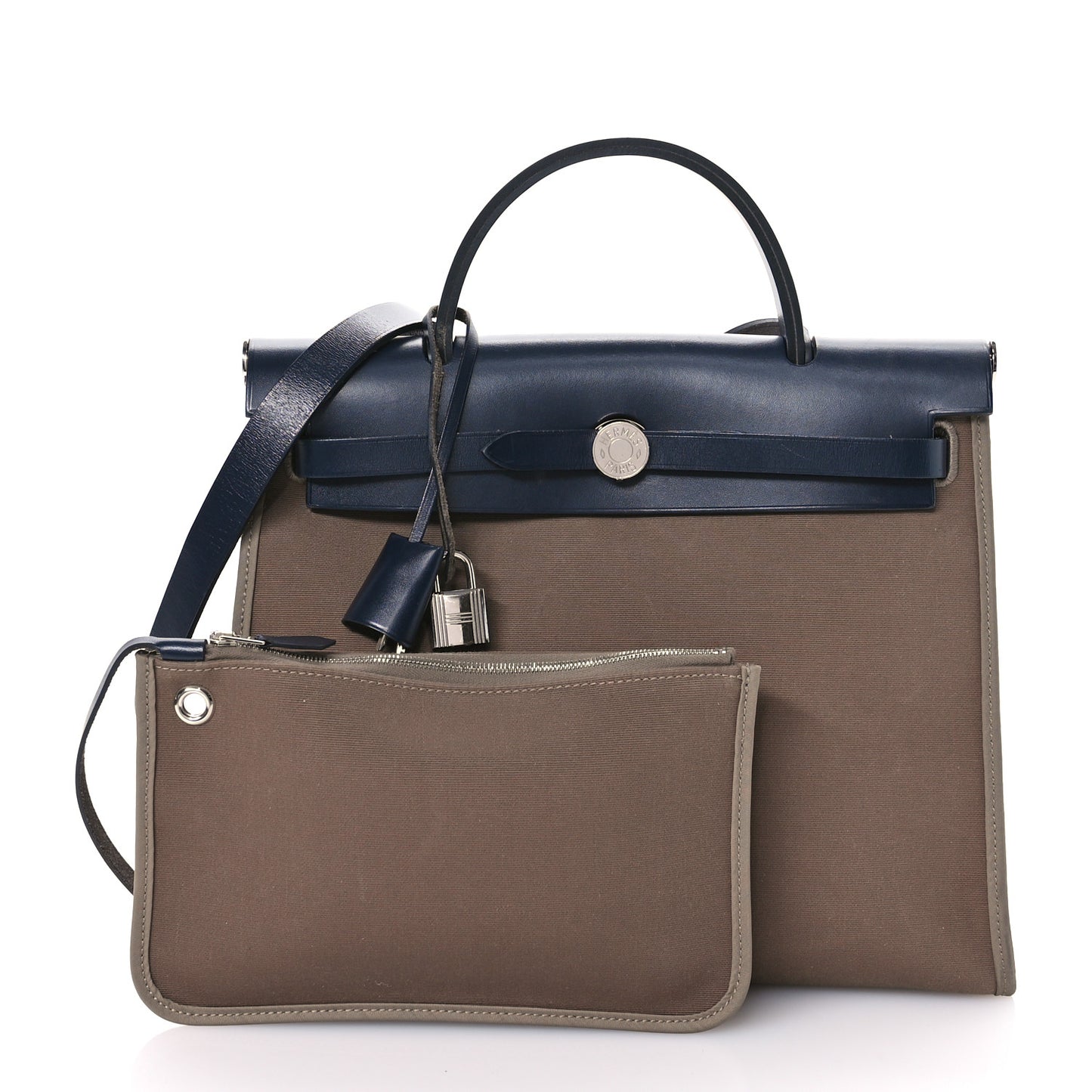 Toile Officier Vache Hunter Herbag Zip 31 PM Etoupe Bleu Indigo