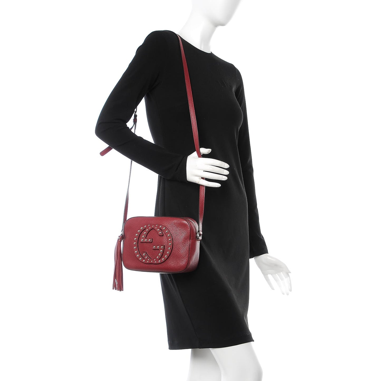 Pebbled Calfskin Studded Small Soho Disco Bag Soft Burgundy