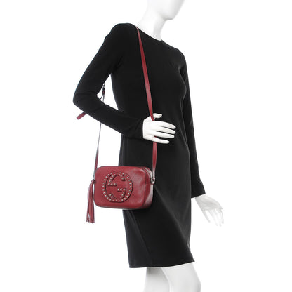 Gucci Pebbled Calfskin Studded Small Soho Disco Bag Soft Burgundy 2 of 8