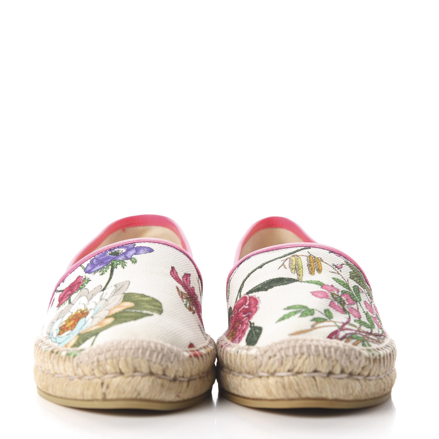 Gucci Canvas Flora Print Espadrilles 38.5 White Multicolor Fuxia 3 of 11