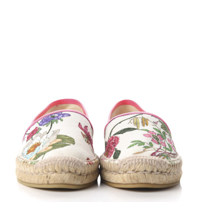 Gucci Canvas Flora Print Espadrilles 38.5 White Multicolor Fuxia 3 of 11