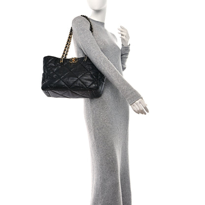 Chanel Lambskin Quilted Chanel 19 East West Shopping Bag Black 2 of 10