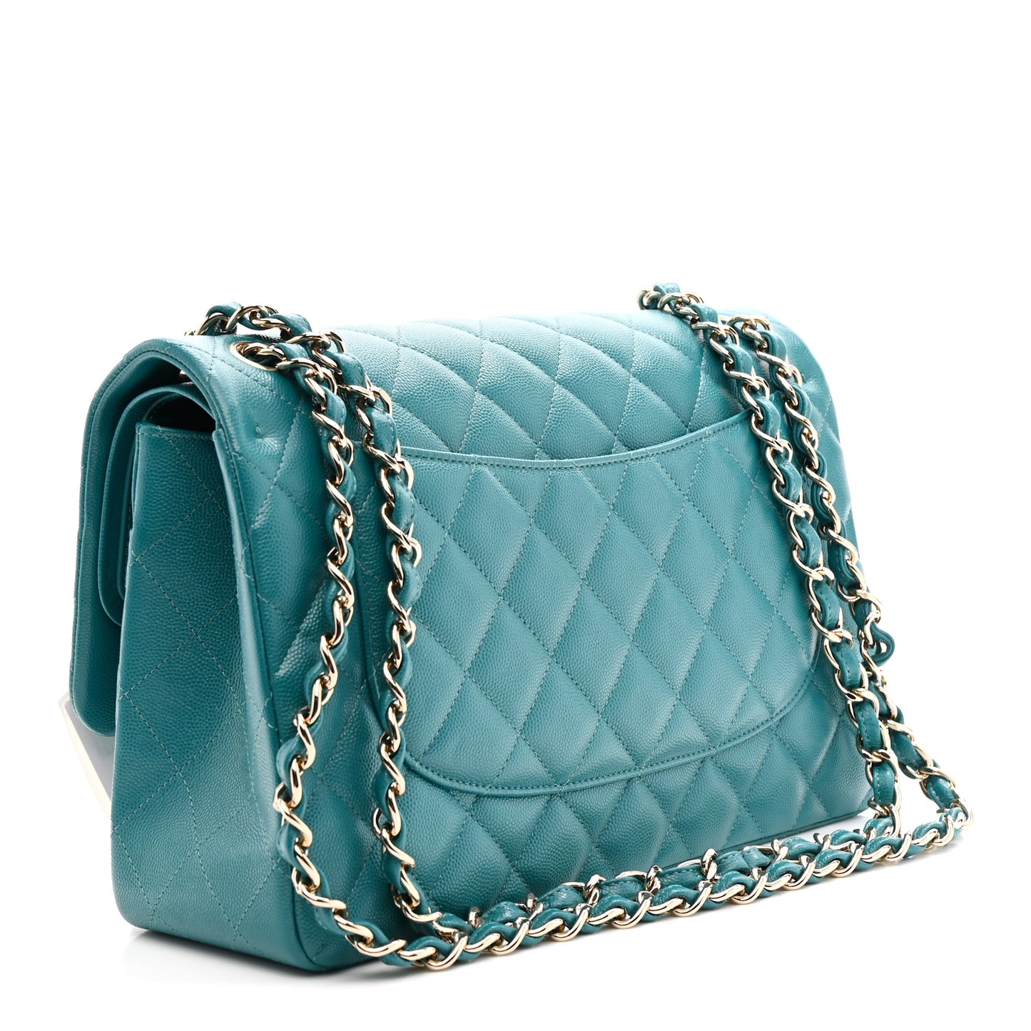 Caviar Quilted Jumbo Double Flap Green