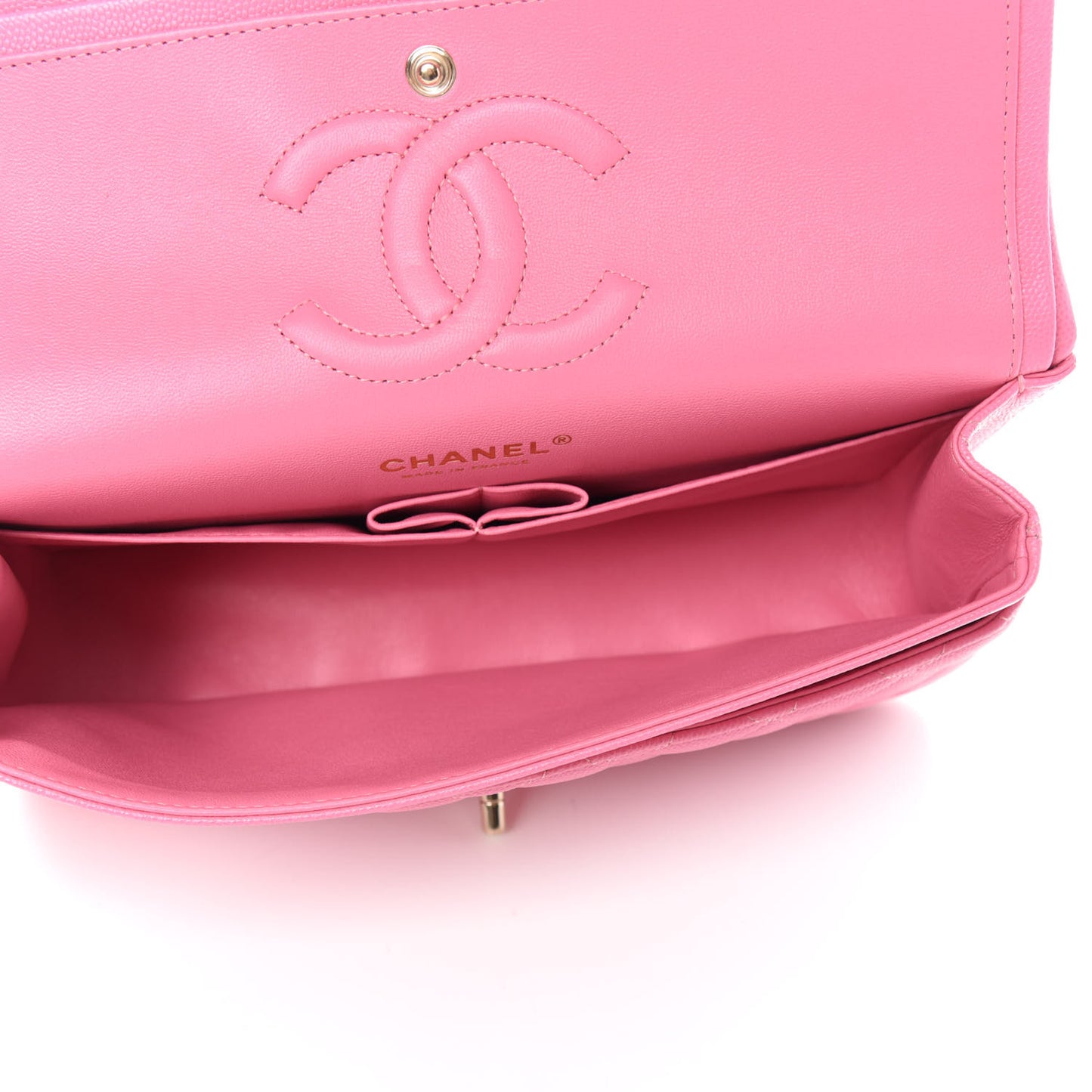 Caviar Quilted Medium Double Flap Pink