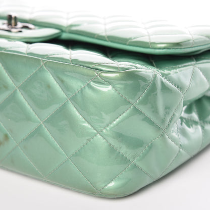 Chanel Patent Quilted Jumbo Double Flap Green 17 of 23