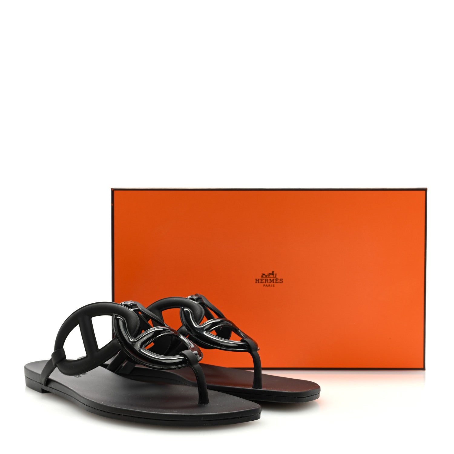 Hermes Rubber Womens Egerie Sandals 37 Black 8 of 8